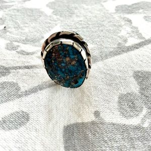 Vintage Lander Blue and Silver Turquoise Ring